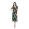 Short Sleeve V Neck Pleated  Dress - DR1008 Green